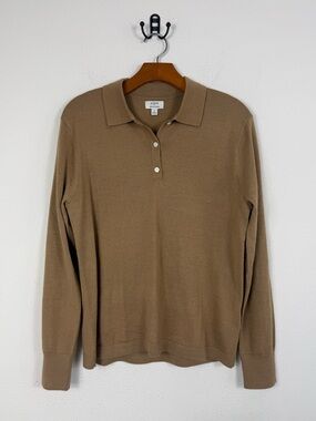 J.Crew Brown Merino wool-blend sweater-polo Sz Medium